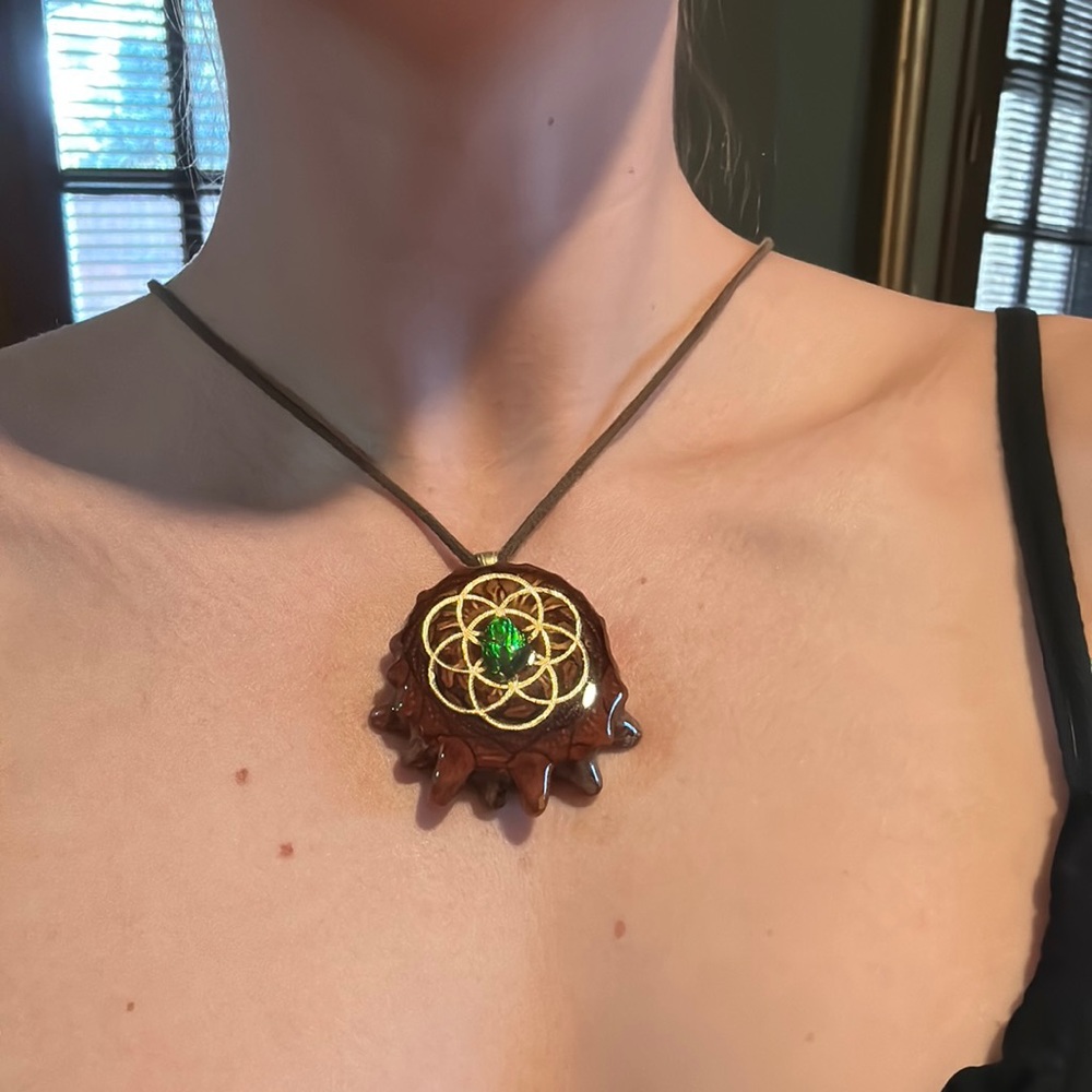 Large Third Eye Pinecone Ammolite Pendant With Gold S… Gem